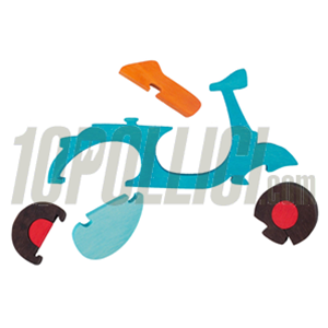 Puzzle "Vespa" in legno, l=200mm, h 122,0mm, 7 pezzi, fatto a mano in Italia