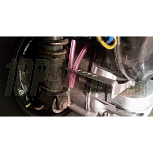Holding Plate MRP overflow tubes, carburetor for Vespa VNA, VBA, TS, GT, Sprint, Super, 160 GS, 180 SS, Rally, PX, PE, Lusso, T5, Cosa, stainless steel, incl. tube (Ø 4mm/7mm)