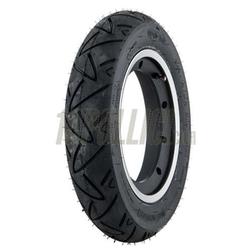 Tyre CONTINENTAL CONTITWIST 3.00-10" 50M TL on alloy wheel rim SIP black with polished edge 2.10-10 Tubeless