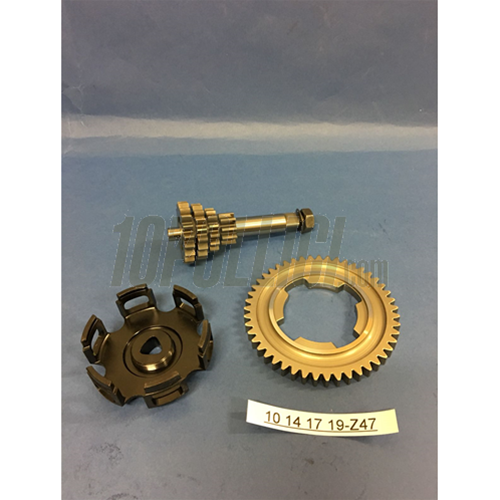 Input shaft assembly FABBRI RACING 10-14-17-19 teeth + Z=47 + triangular clutch spider FABBRI RACING Vespa 50, 90, 125 ET3 Primavera, PK