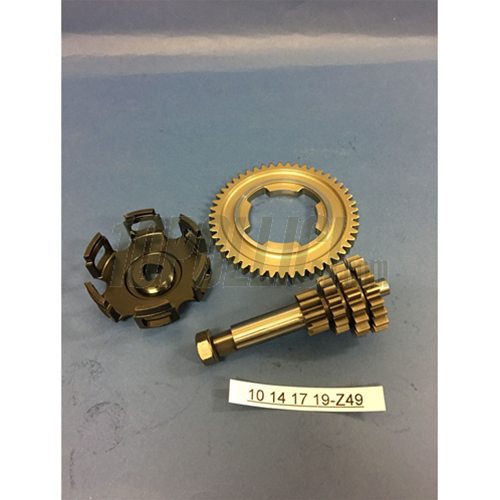 Input shaft assembly FABBRI RACING 10-14-17-19 teeth + Z=49 + triangular clutch spider FABBRI RACING Vespa 50, 90, 125 ET3 Primavera, PK