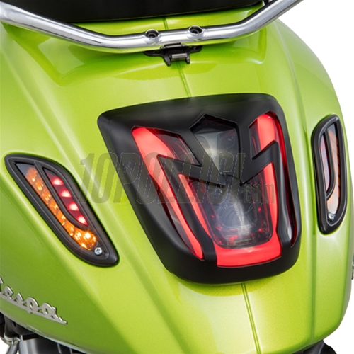Grill indicator, rear, Vespa Primavera, Sprint 50-150ccm 2T/4T AC, plastic, matt black, adhesive coating