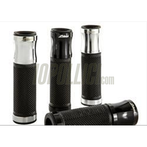 Grips ZELIONI for Vespa ET, LX, LXV, Primavera, Sprint 50-150ccm, aluminium and black, Ø 22/25 mm, l=115 mm, with opening at handle-bar end