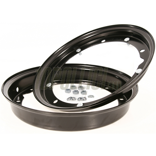 Steel wheel SIP rim 2.10-10 decomposable matt black painted Vespa 50 Special, 125 ET3 Primavera, Sprint, GT, GL, TS, Rally, PX, PK, T5