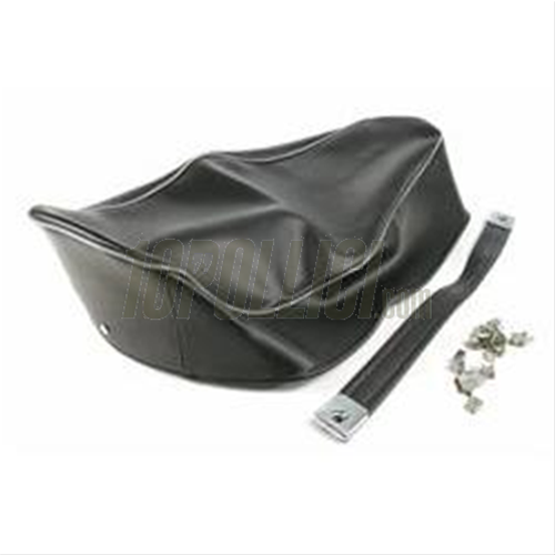 Seat Cover for Vespa 125 VNA, VNB, 150 VBA, VBB, GL, GT, Sprint, TS, black, with grey welt, with belt