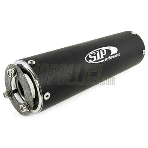 Silenziatore per espansioni SIP PERFORMANCE NG/2.0 e PM Tuning, l=270 mm, Ø=77 mm, Øi=25 mm, alluminio, nero opaco