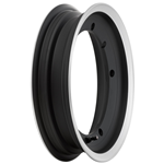 Alloy wheel rim SIP black with alloy polished edge 2.50-11 tubeless Vespa GT, TS, GL, Sprint, Rally, PX, PE, T5, Cosa