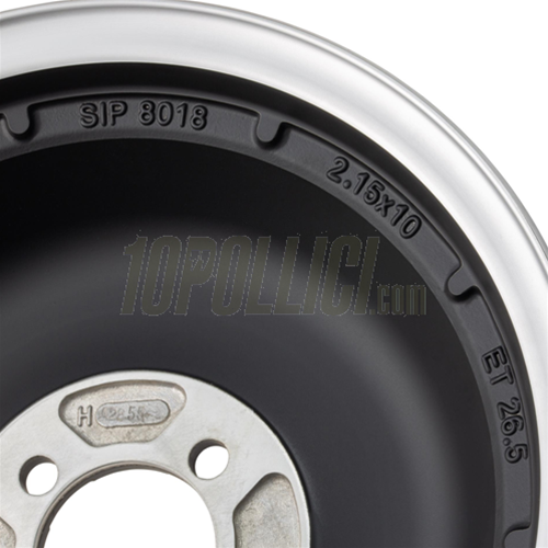 Cerchio in lega tubeless SIP 2.15-10 Vespa 150 GS VS1-4 - nero con bordo alluminio lucido
