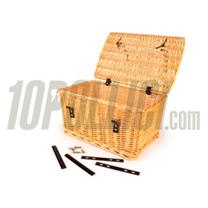 Wicker basket with lid for luggage rack, 47x31x25cm, natural
