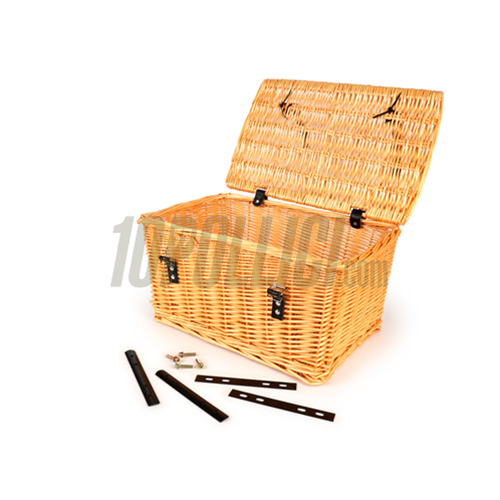 Wicker basket with lid for luggage rack, 47x31x25cm, natural