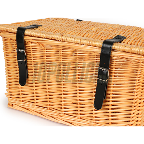 Wicker basket with lid for luggage rack, 47x31x25cm, natural
