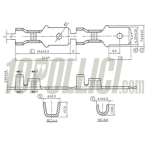 Crimp terminal male spade connector -  6.3mm, Ø 1.0-1.5mm, 10 pcs