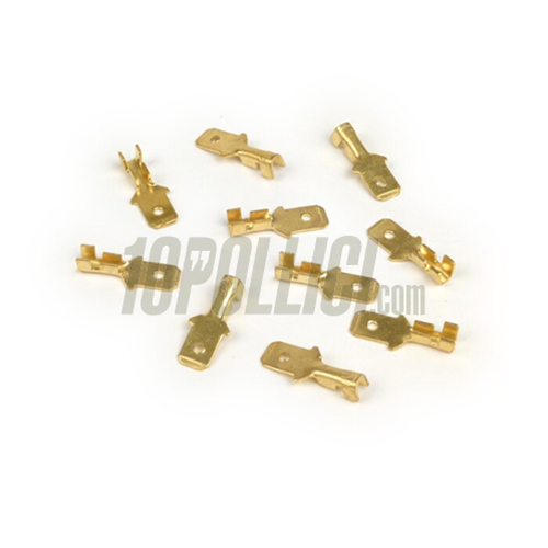 Crimp terminal male spade connector -  6.3mm, Ø 1.0-1.5mm, 10 pcs