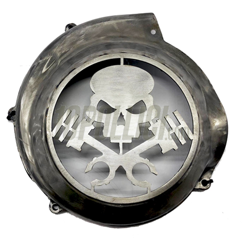 Flywheel cover with SKULL Vespa PX, PE, Super, Sprint, GT, SATIN