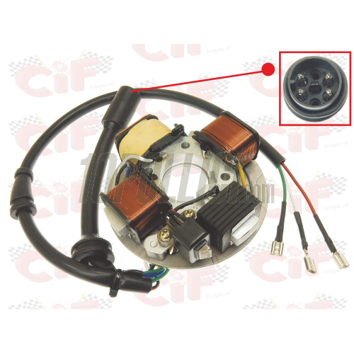 Stator plate CIF Vespa PK 50, 7 wires, 3 coils, 1 pickup
