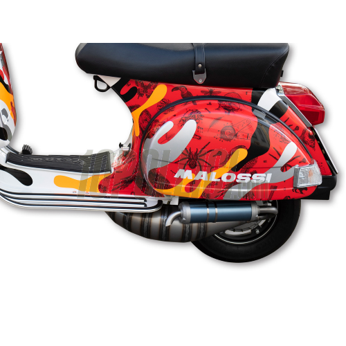 Racing exhaust MALOSSI MHR Vespa PX125, 150, Nitro blue anodized alloy silencer