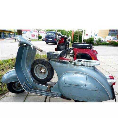 Spare Wheel Holder, behind legshields, for Vespa VBA, VBB, VNA, VNB, Super - 8" rim closed or open