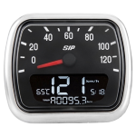 Speedometer rev counter SIP 2.0 for Vespa V30-33, VM, VN, ACMA, VL - 120 kmh/mph, 12.000rpm, face: black/black