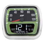 Speedometer rev counter SIP 2.0 for Vespa V30-33, VM, VN, ACMA, VL - 120 kmh/mph, 12.000rpm, face: green/black