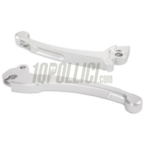 Sport lever set SIP Vespa PX '98, MY, '11 with Grimeca brake pump - aluminium, CNC, anodised silver - 2 pieces