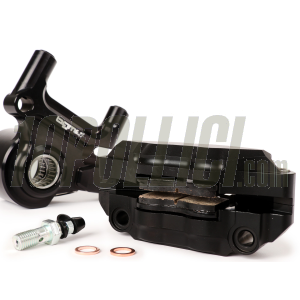 Brake caliper BGM PRO radial 4 pistons and bracket Ø 20 mm set, Vespa PX '98, MY, '11, kit GRIMECA NT - black