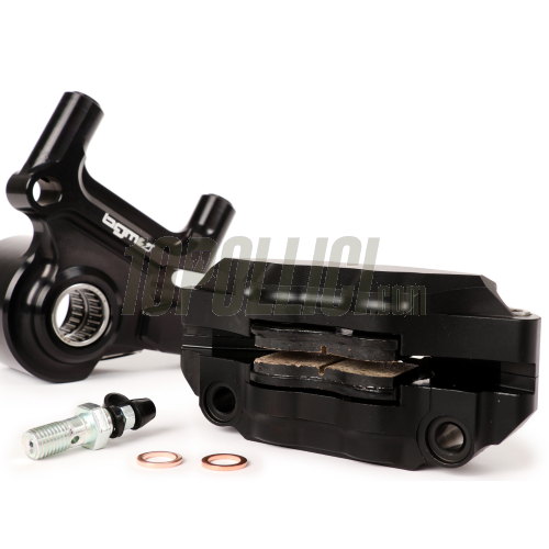 Brake caliper BGM PRO radial 4 pistons and bracket Ø 20 mm set, Vespa PX '98, MY, '11, kit GRIMECA NT - black