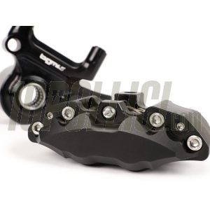 Brake caliper BGM PRO radial 4 pistons and bracket Ø 20 mm set, Vespa PX '98, MY, '11, kit GRIMECA NT - black