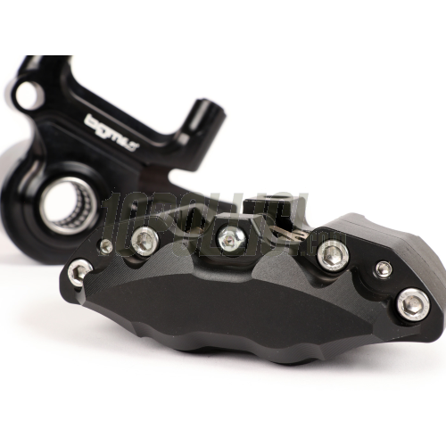 Brake caliper BGM PRO radial 4 pistons and bracket Ø 20 mm set, Vespa PX '98, MY, '11, kit GRIMECA NT - black