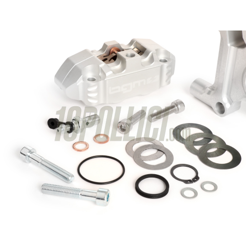Kit pinza freno radiale BGM PRO 4 pistoncini e supporto Ø 20 mm, Vespa PX '98, MY, '11, kit GRIMECA NT - argento