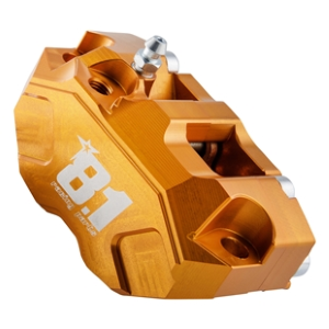 Brake caliper OTTOPUNTOUNO Hurricane 4 pistons, 84mm hole to hole - CNC aluminum, anodised orange