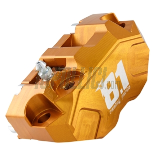 Brake caliper OTTOPUNTOUNO Hurricane 4 pistons, 84mm hole to hole - CNC aluminum, anodised orange