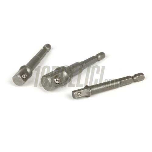 Bit holder extensions 1/4", 3/8", 1/2" - 3 pcs