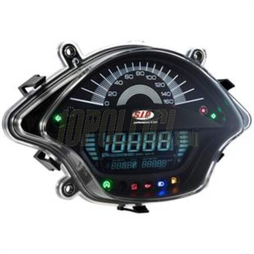 Speedometer rev counter SIP for Vespa 125-300cc GTS, GTS Super '14<, 160Km/h-mph, 16.000rpm, face black, white numbers