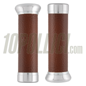 Grips SIP Vespa GT,GT L, GTS, GTS Super 125-300cc, Ø 22/25 mm, l 128 mm, eco leather, brown tobacco