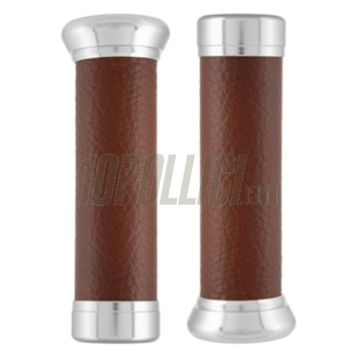 Grips SIP Vespa GT,GT L, GTS, GTS Super 125-300cc, Ø 22/25 mm, l 128 mm, eco leather, brown tobacco