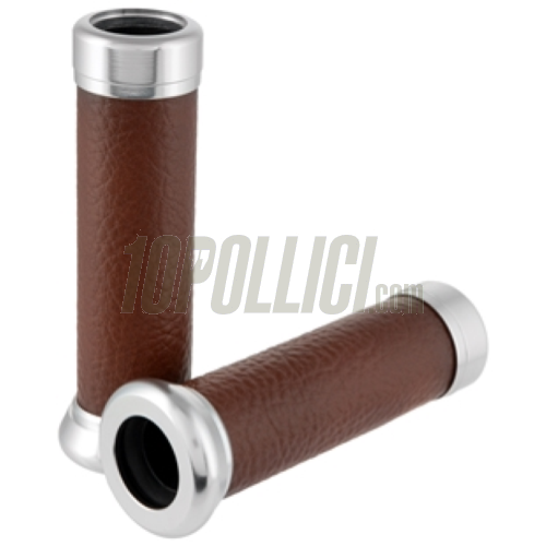 Grips SIP Vespa GT,GT L, GTS, GTS Super 125-300cc, Ø 22/25 mm, l 128 mm, eco leather, brown tobacco
