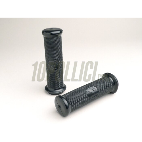 Grips MAURO PASCOLI Vespa 50, 90, 125 Primavera, VNB1-2, GT, 150 GL, Super Sprint, 180 SS - black, rectangular PIAGGIO logo Ø 23mm