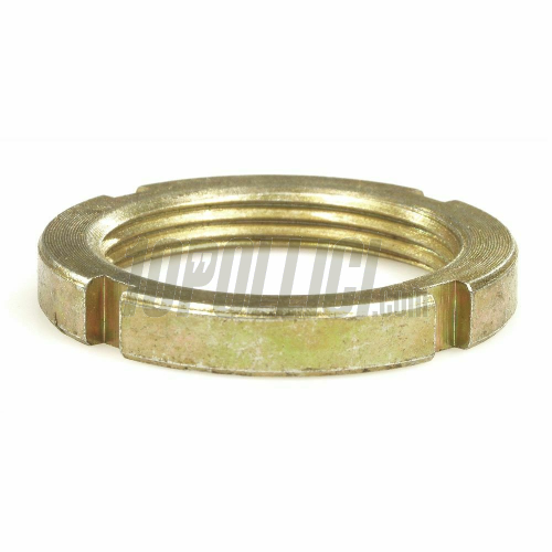 Nut steel, yellow zinced, h 5,0mm, steering head bearing/column, top, for Vespa 50, 90, 125 ET3 Primavera, VM, VN, VL,VB, VBA, VBB, VNA, VNB, Sprint, GT, Super, Rally, GS, 180 SS, GTR, Sprint V, PX