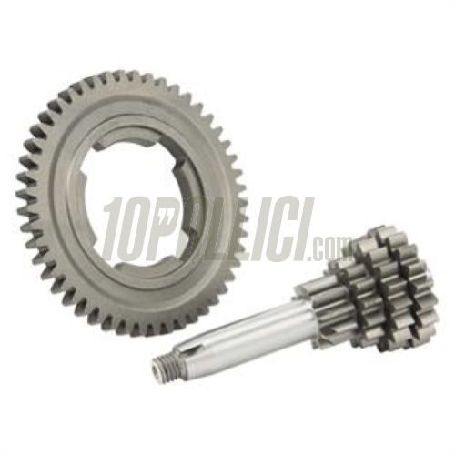 Input shaft assembly BENELLI 10-14-18-21 theeth with 4th gear 47 teeth Vespa 50, 90, 125 ET3 Primavera, PK