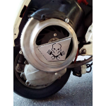 Flywheel cover with SKULL Vespa 50, 90, 125 ET3 Primavera, PK S, SATIN - with air duct