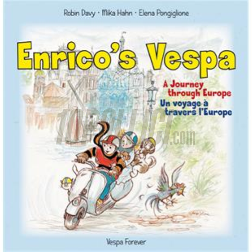 Illustrated book "Enrico's Vespa - A journey through Europe" - 60 pages, 300x300 mm - English and French
