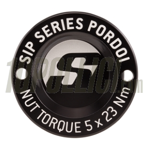Hub nut cover front rim SIP SERIES PORDOI for Vespa 125-300cc GTS, GTS Super, GTV, GT 60, GT, GT L, 3.00-12", Ø 42 mm, anodised black 