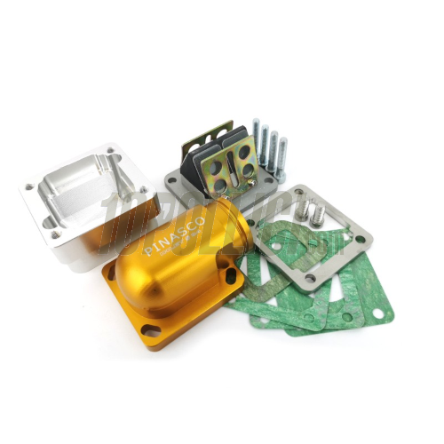 Gold Full CNC complete reed valve mainfold Ø 34mm PINASCO for VESPA Largeframe with rotary valve casing