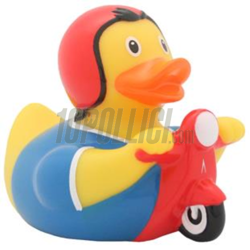Bathtub rubber duck with scooter