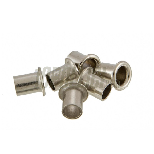 Rivet Kit horn cover 4x5,6 mm for Vespa 150 VBA, VBB1 32070->, GL, GS VS2-5, 160 GS, 180 SS, brass, nickel plated, 6 pcs