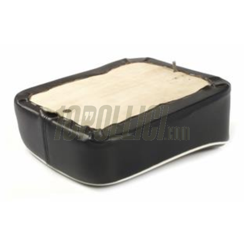 Rear rack baseplate single seat cushion Vespa VNA, VNB, VBA, VBB, GL, Super, PX, PE, black with white welt