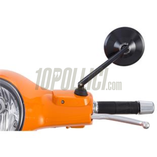 Specchio retrovisore MONTANA, Ø 102mm, nero anodizzato, lunghezza asta 150mm, per Vespa ET, LX, LXV, S, GTS, GTS Super, GTV, GT 60, GT, GT L - DESTRO e SINISTRO