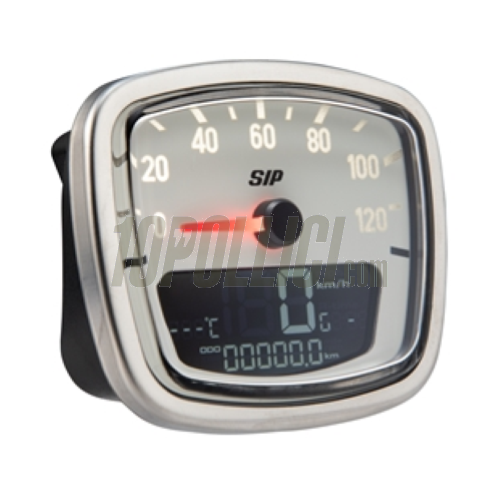 Speedometer rev counter SIP 2.0 for Vespa V30-33, VM, VN, ACMA, VL - 120 kmh/mph, 12.000rpm, face: white