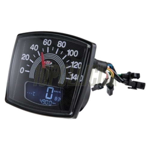 Speedometer rev counter SIP 2.0 for Vespa 50 Special, 14.000rpm, face: carbon look