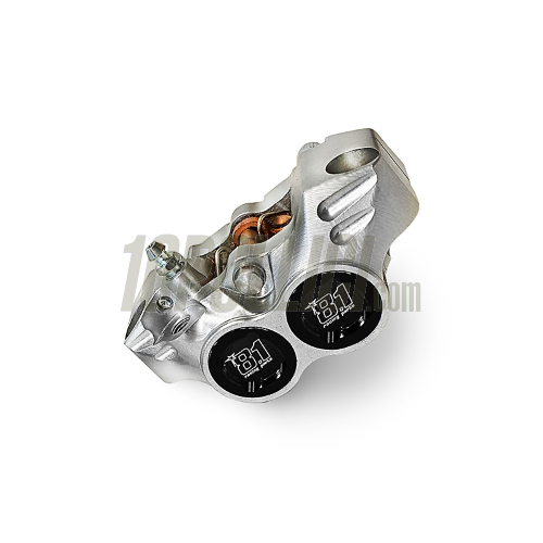 Pinza freno OTTOPUNTOUNO New Era - 4 pistoncini, radiale, interasse fori 84mm - alluminio CNC, argento e nero anodizzato